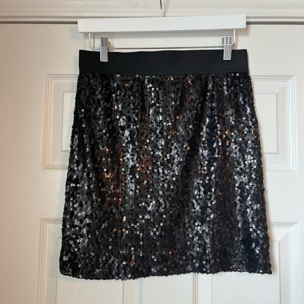 Lauren Conrad Black Sequins High Waisted Party Skirt Y2K Maximalist